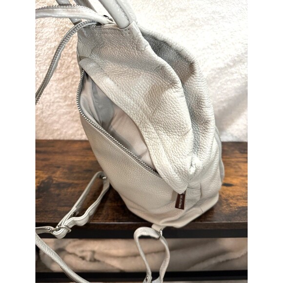 VALENTINA Leather Sling Backpack Bag Italy Light Gray main image 15